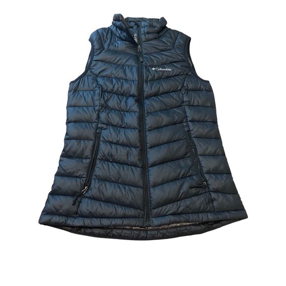 Columbia Vest Womens S Navy Full Zip Omni Heat 650 Fill Turbodown Puffer Coat - Picture 1 of 8